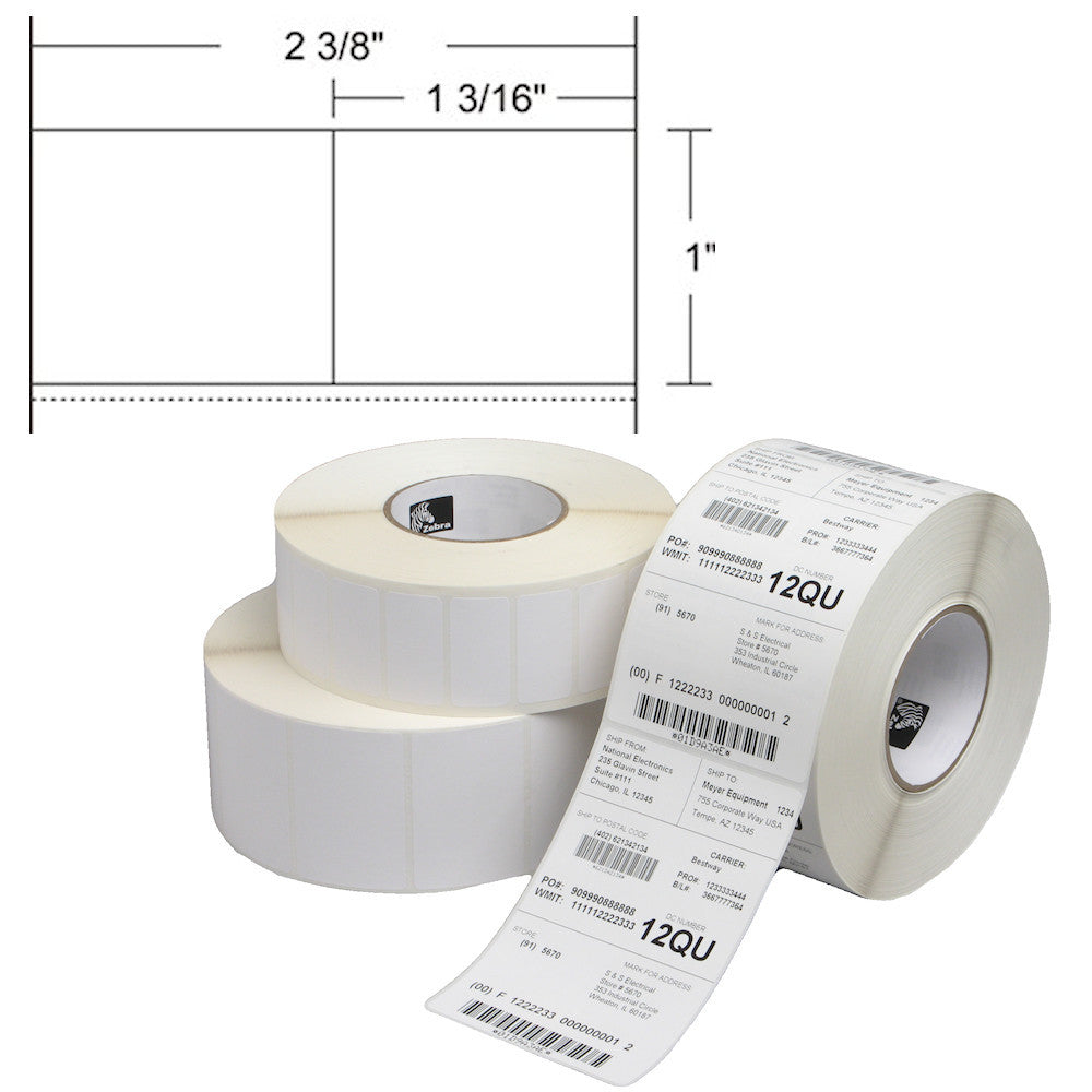 Zebra 2 x 1 Removable Adhesive Paper Labels