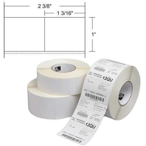 Zebra 2.375" X 1" Removable Direct Thermal Barcode Labels